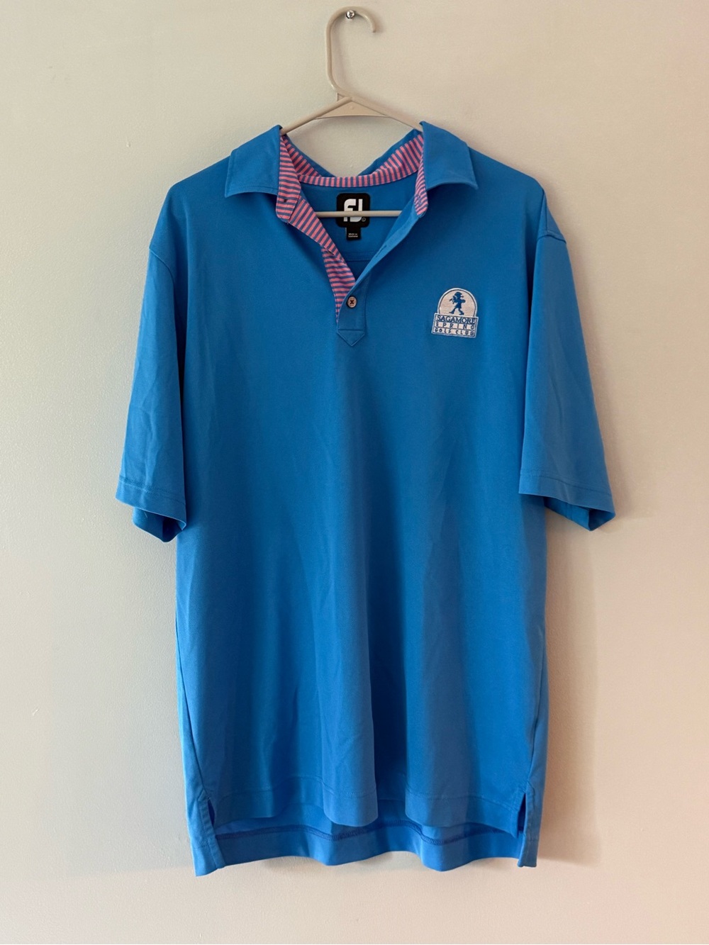 Foot Joy Blue Men's Polo Shirt with Contrasting Stripe Trim